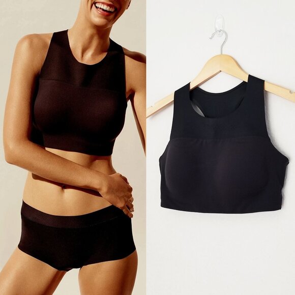 Chantelle High Neck Wireless Low Impact Sports Bra Black Size M Active Comfy $72 - Picture 2 of 16